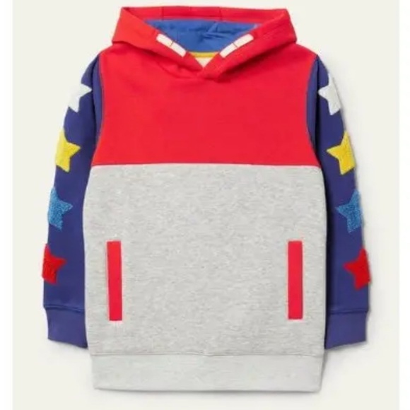 ISO Mini Boden Gray hoodie with furry stars pattern - Picture 1 of 3